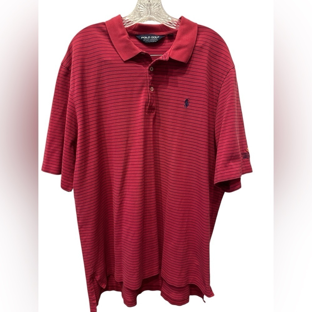 Polo Ralph Lauren Shirt Mens Sz  XLarge Navy Pink Striped Pima Soft Golf